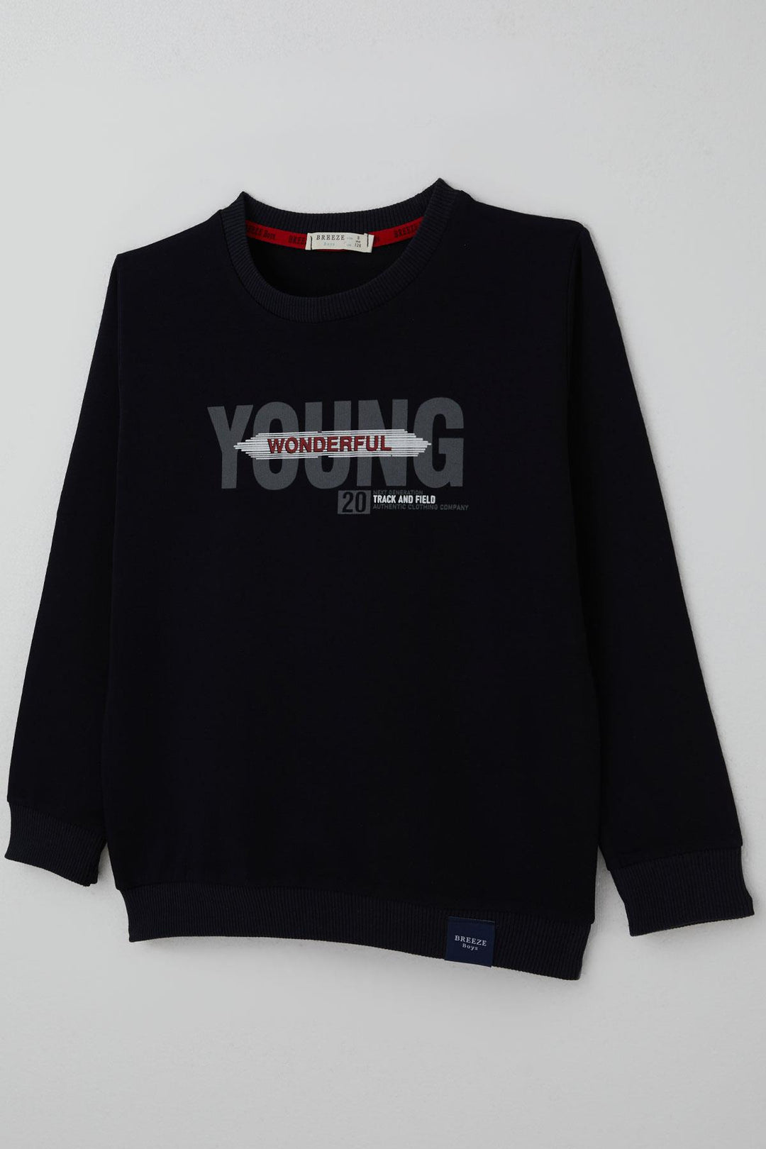 BRE Breeze Boys' Sweatshirt with Printed Text, 84 Years, Navy Blue - Llanelli