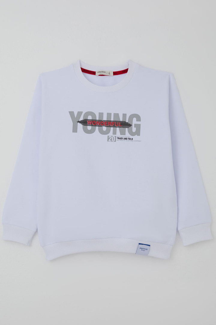 BRE Breeze Erkek Çocuk Sweatshirt Yazı Baskılı 84 Yaş, Beyaz - Korydallós