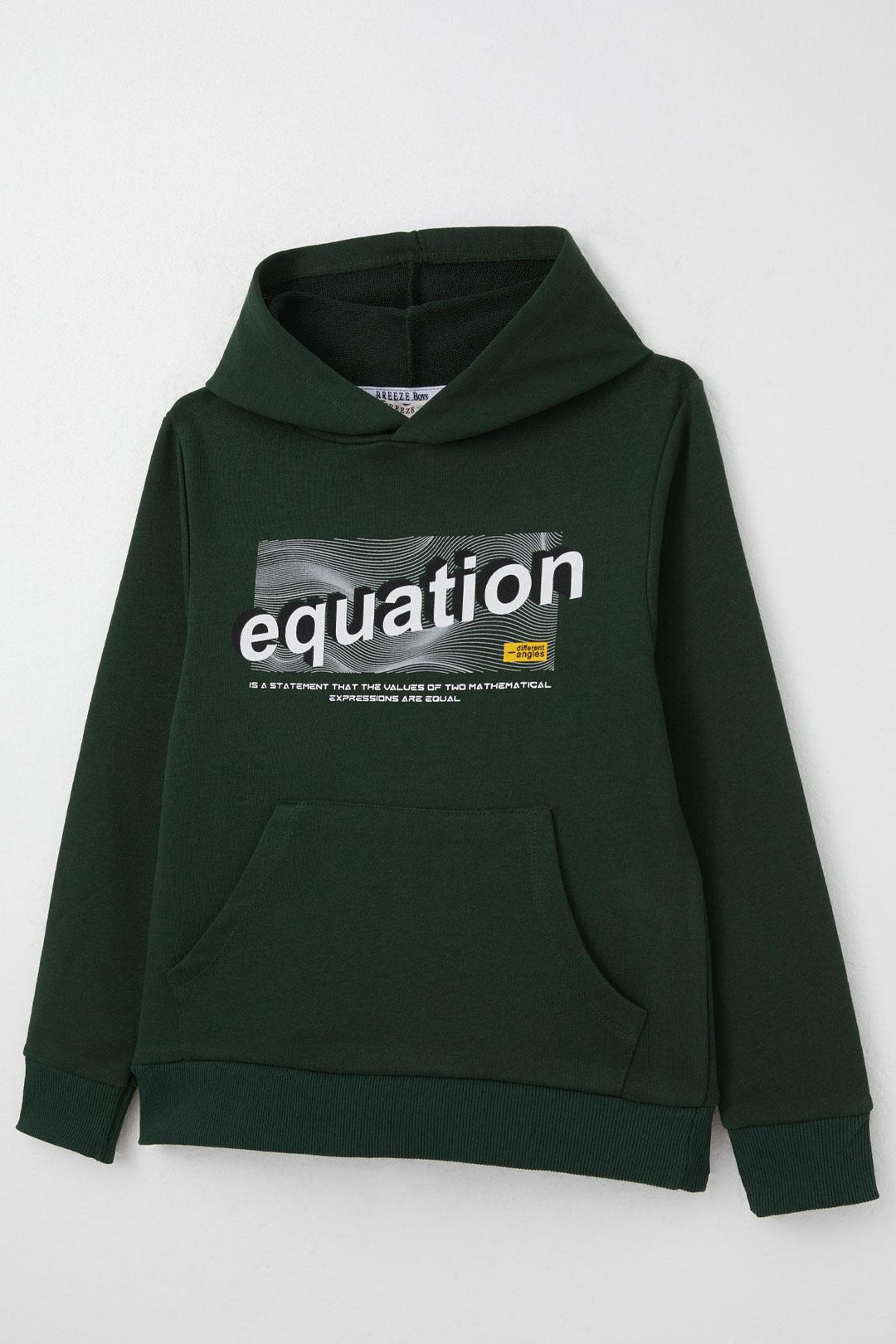 BRE Breeze Boys' Sweatshirt with Printed Text Kangaroo Pocket Hooded 84 Years, Dark Green - Bisceglie