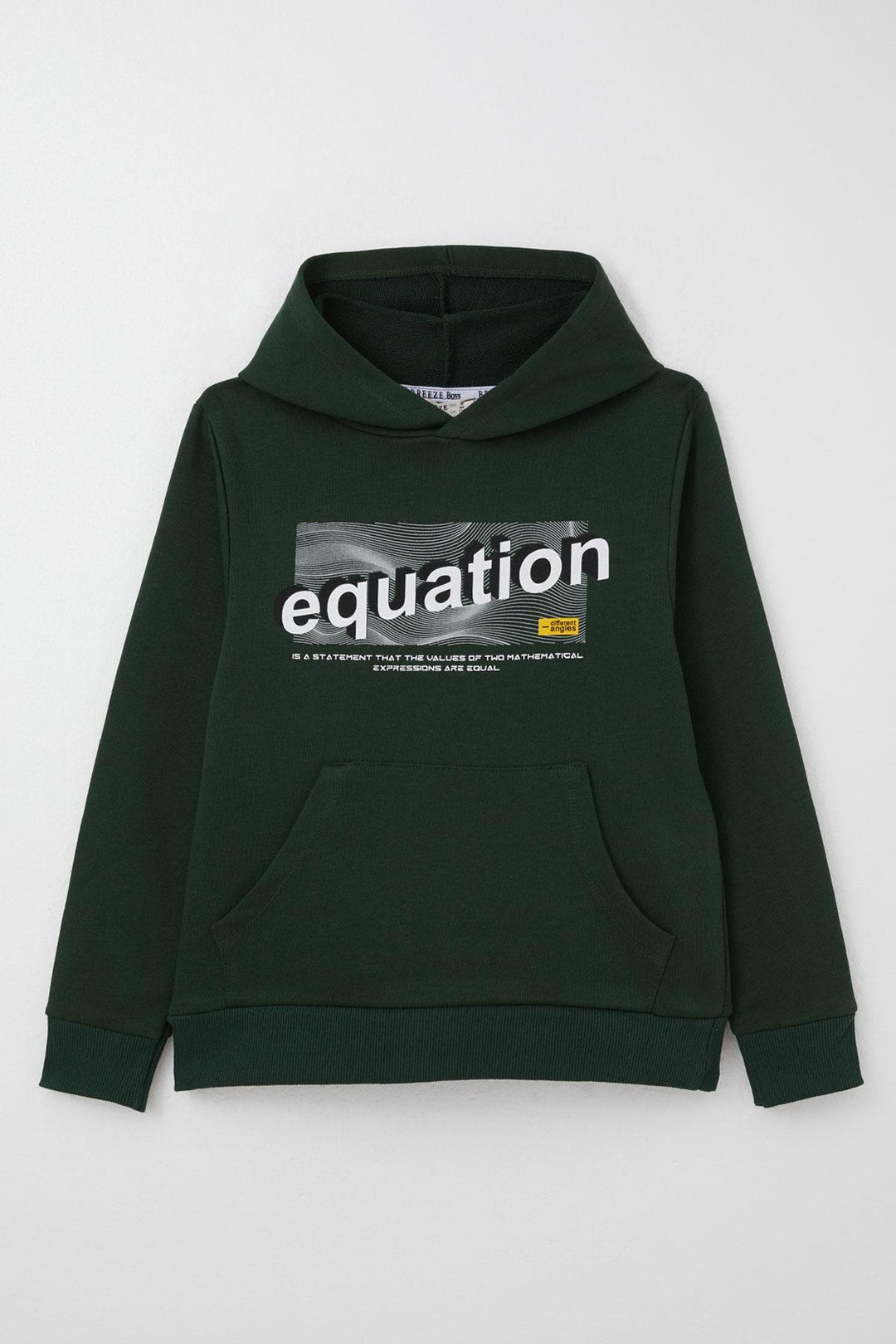BRE Breeze Boys' Sweatshirt with Printed Text Kangaroo Pocket Hooded 84 Years, Dark Green - Bisceglie