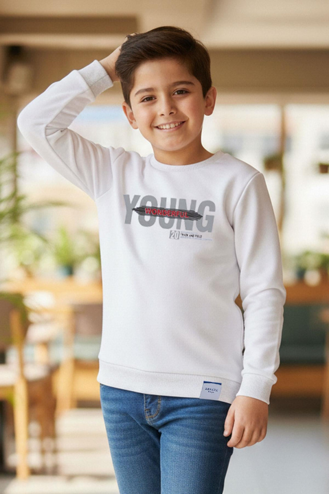 BRE Breeze Erkek Çocuk Sweatshirt Yazı Baskılı 84 Yaş, Beyaz - Korydallós
