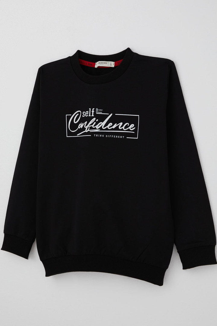 BRE Breeze Boys' Sweatshirt Printed with Text, 84 Years, Black - Leiden