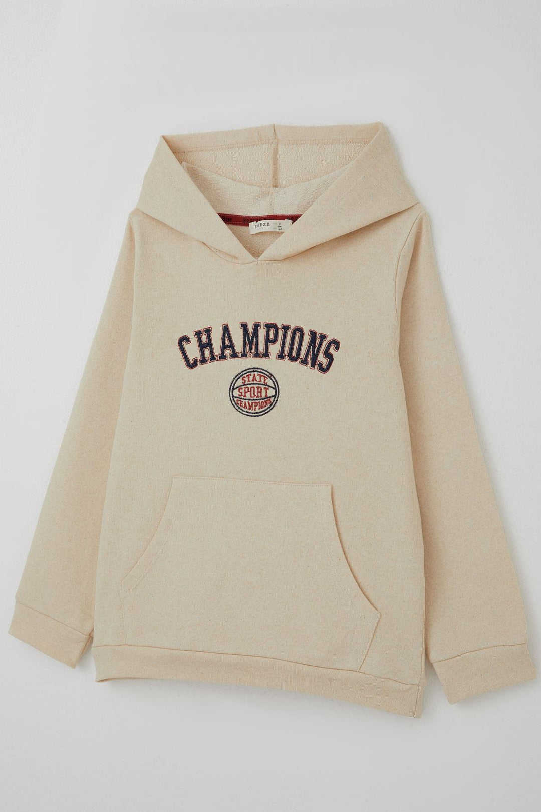 BRE Breeze Erkek Çocuk Sweatshirt Yazı Baskılı Kapüşonlu 4-8 Yaş, Krem - Spokane