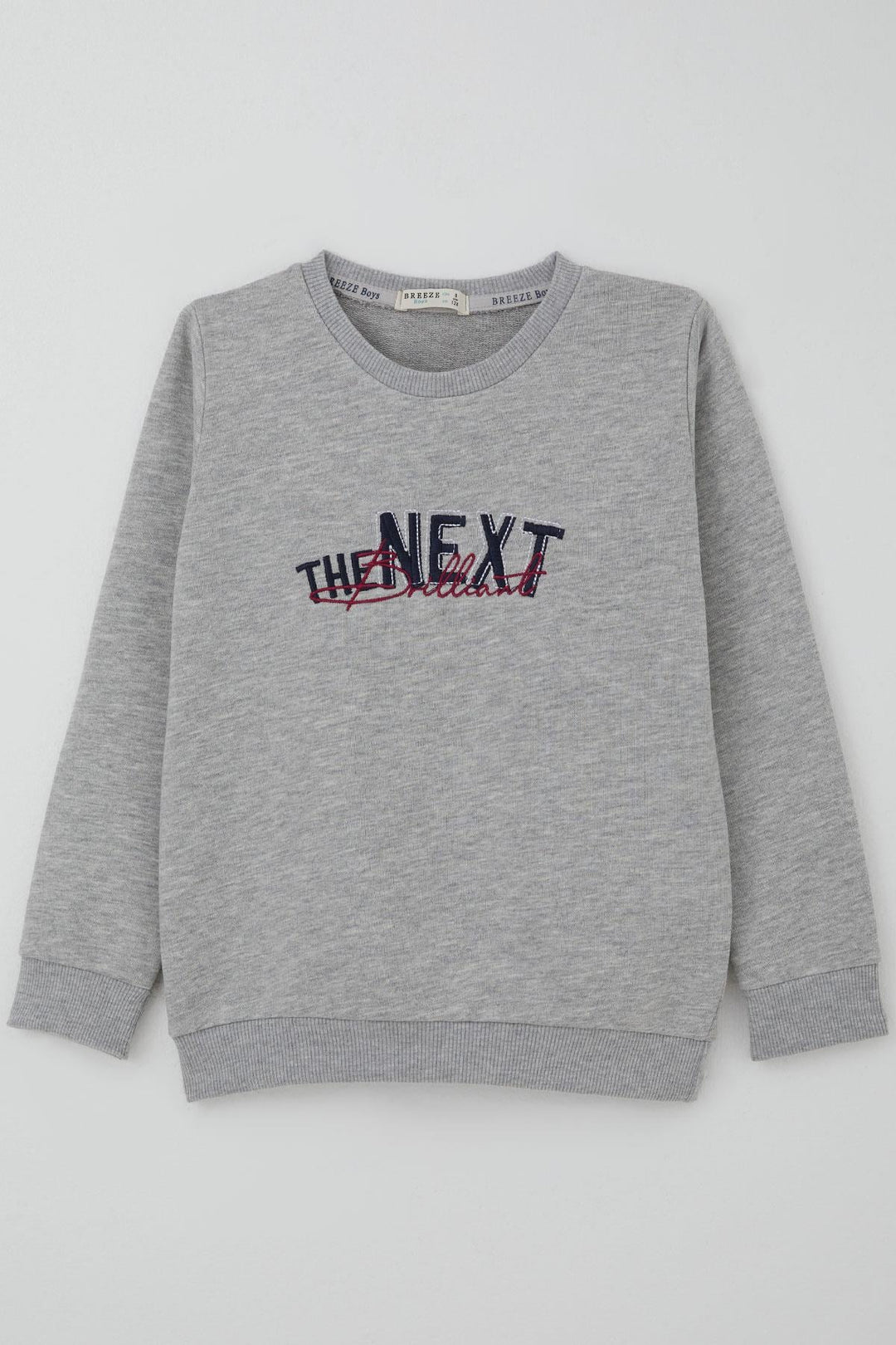 BRE Breeze Boys' Sweatshirt with Embroidered Print, 50 Years, Grey Melange - Kendall West