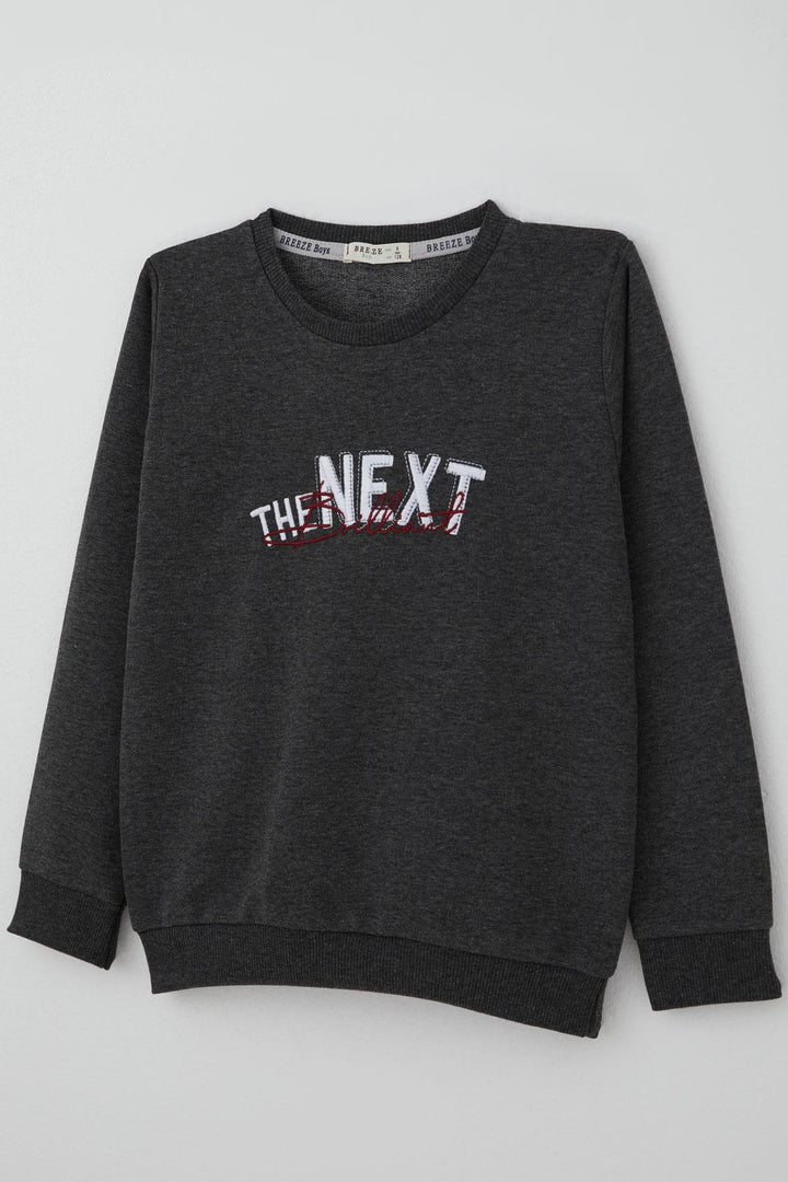 BRE Breeze Boys' Sweatshirt with Embroidered Print, 50 Years, Dark Grey Melange - Köniz