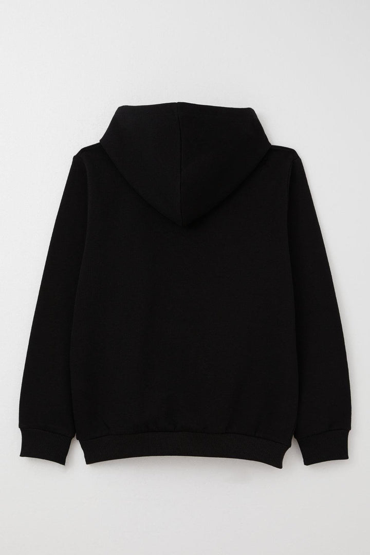 BRE Breeze Boys' Sweatshirt with Embroidered Writing and Kangaroo Pocket, 4-8 Years, Black - Alcantarilla