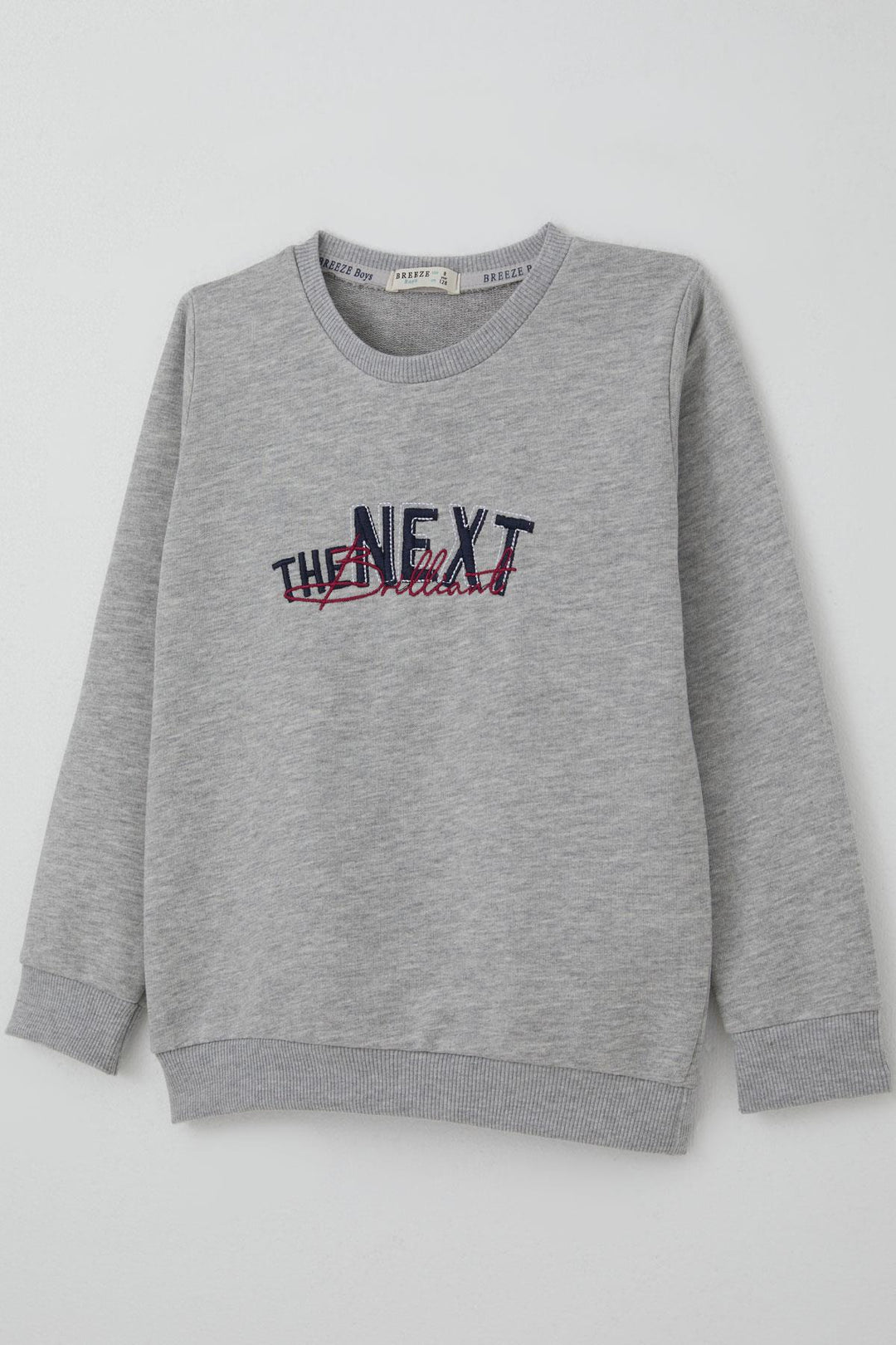 BRE Breeze Boys' Sweatshirt with Embroidered Print, 50 Years, Grey Melange - Kendall West