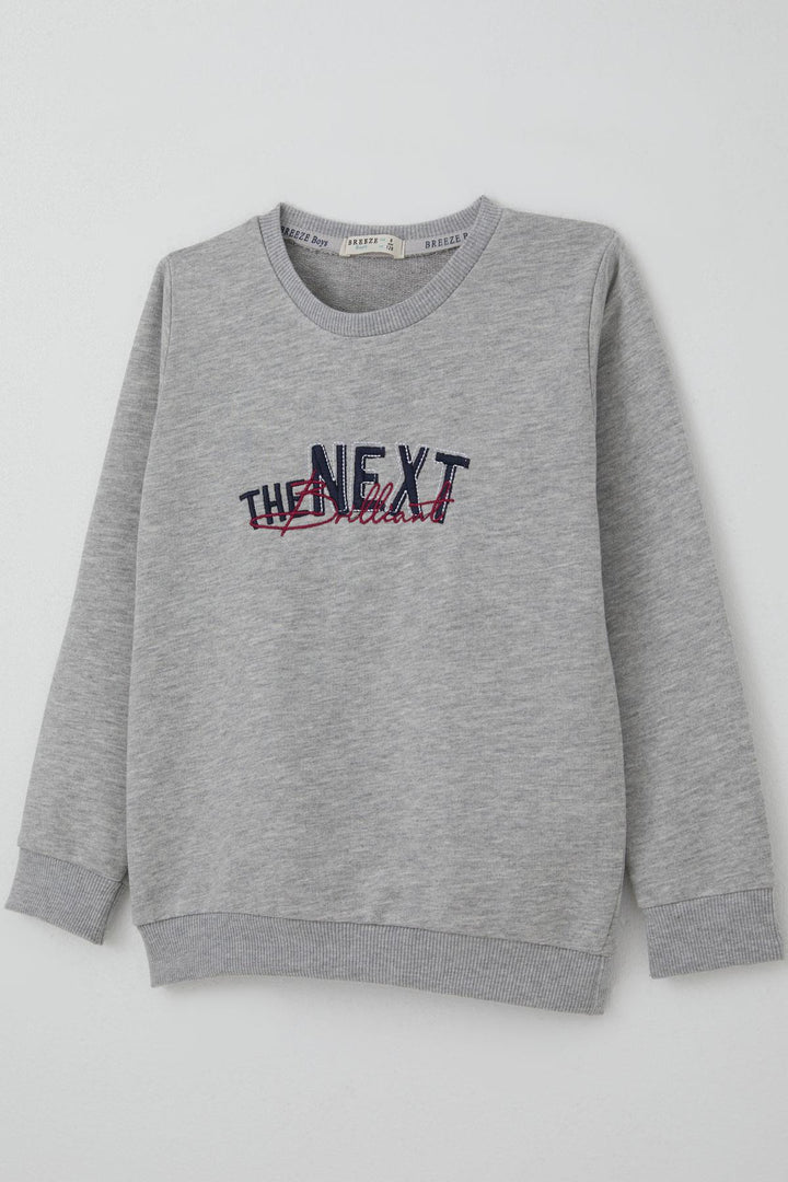 BRE Breeze Boys' Sweatshirt with Embroidered Print, 50 Years, Grey Melange - Kendall West