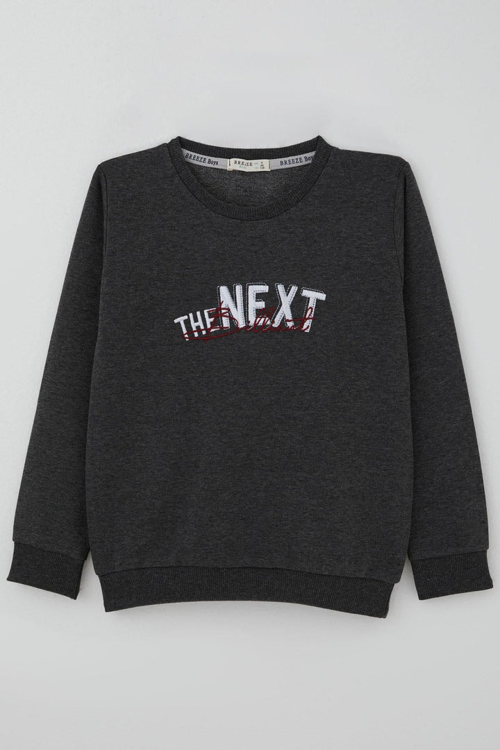 BRE Breeze Boys' Sweatshirt with Embroidered Print, 50 Years, Dark Grey Melange - Köniz