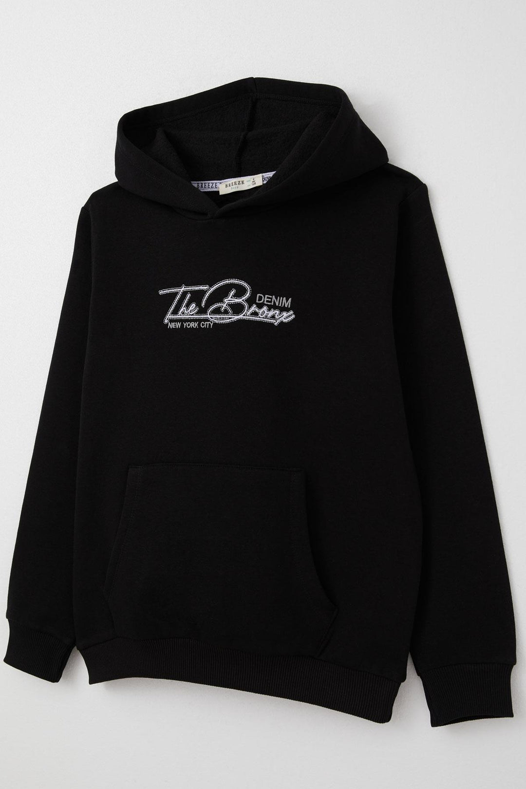 BRE Breeze Boys' Sweatshirt with Embroidered Writing and Kangaroo Pocket, 4-8 Years, Black - Alcantarilla