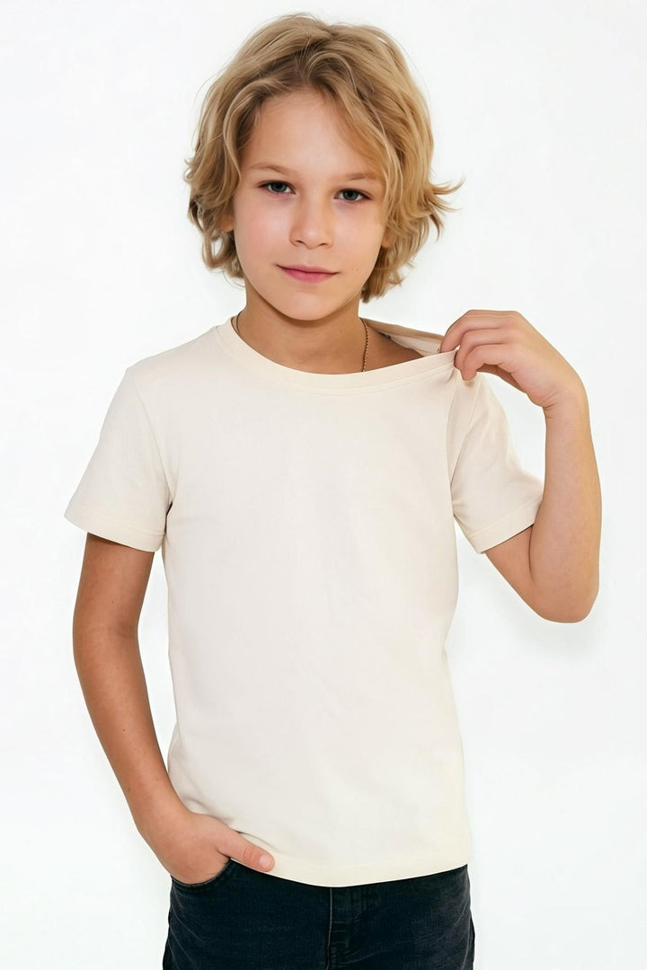 BRE Breeze Erkek Çocuk Tişört Basic 4-8 Yaş, Krem - Caldwell