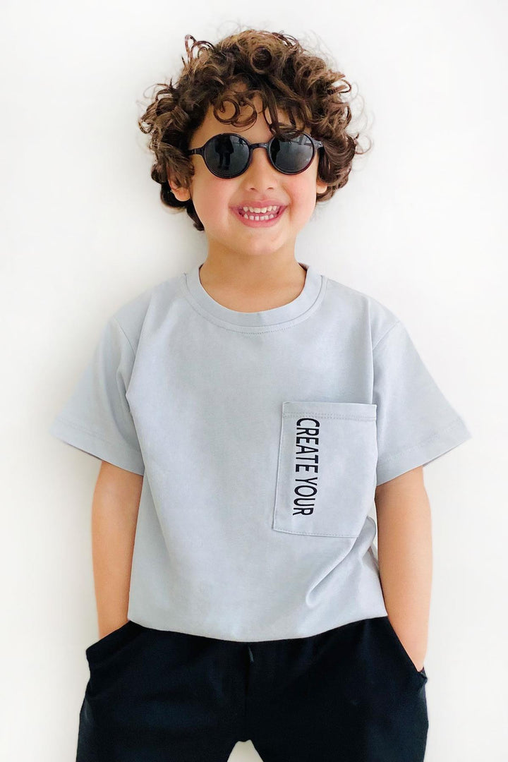 BRE Breeze Boys' T-shirt with Pocket Printed 62 Years, Light Grey - Romeoville