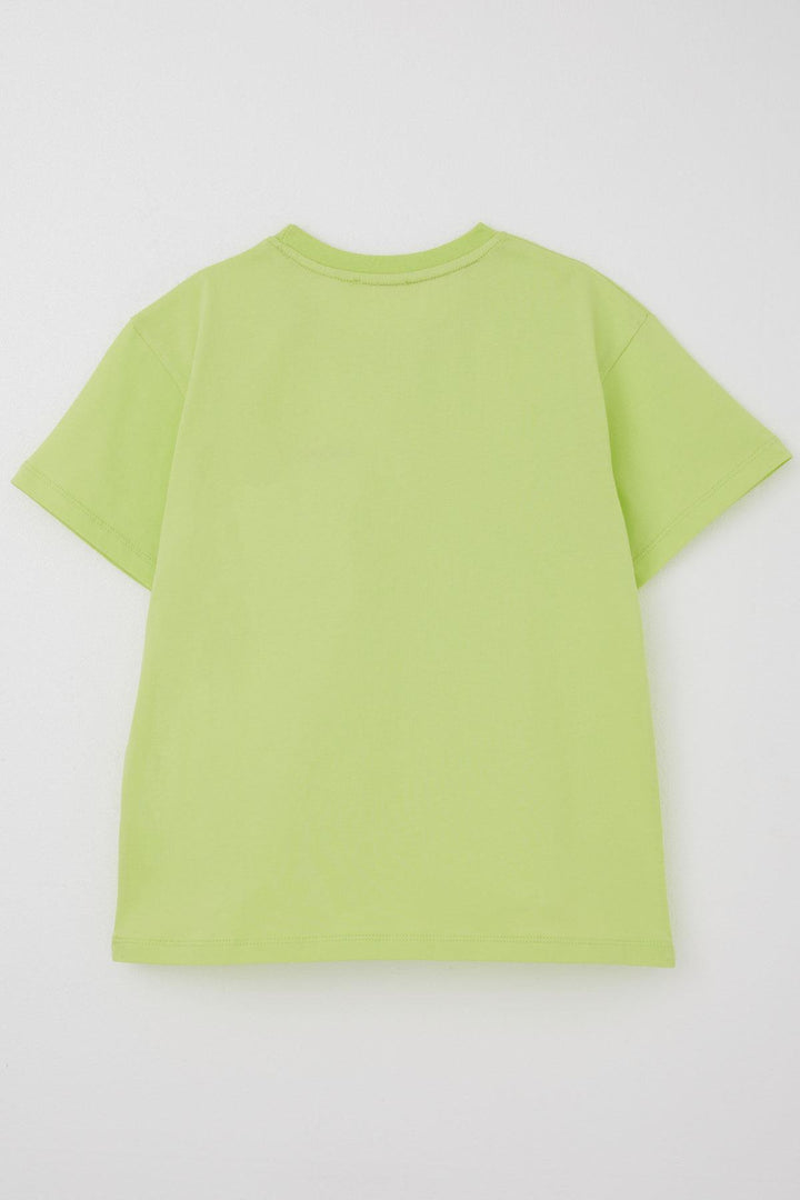 BRE Breeze Boys' T-shirt with Double Pocket Detail Embossed Text Print 62 Years, Pistachio Green - Coeur dAlene
