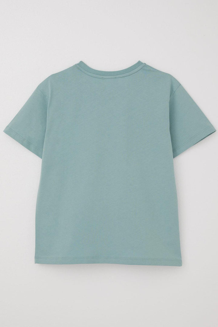 BRE Breeze Boys' T-Shirt with Double Pocket Detail Embossed Text Print, 62 Years, Aqua Green - Rovenky