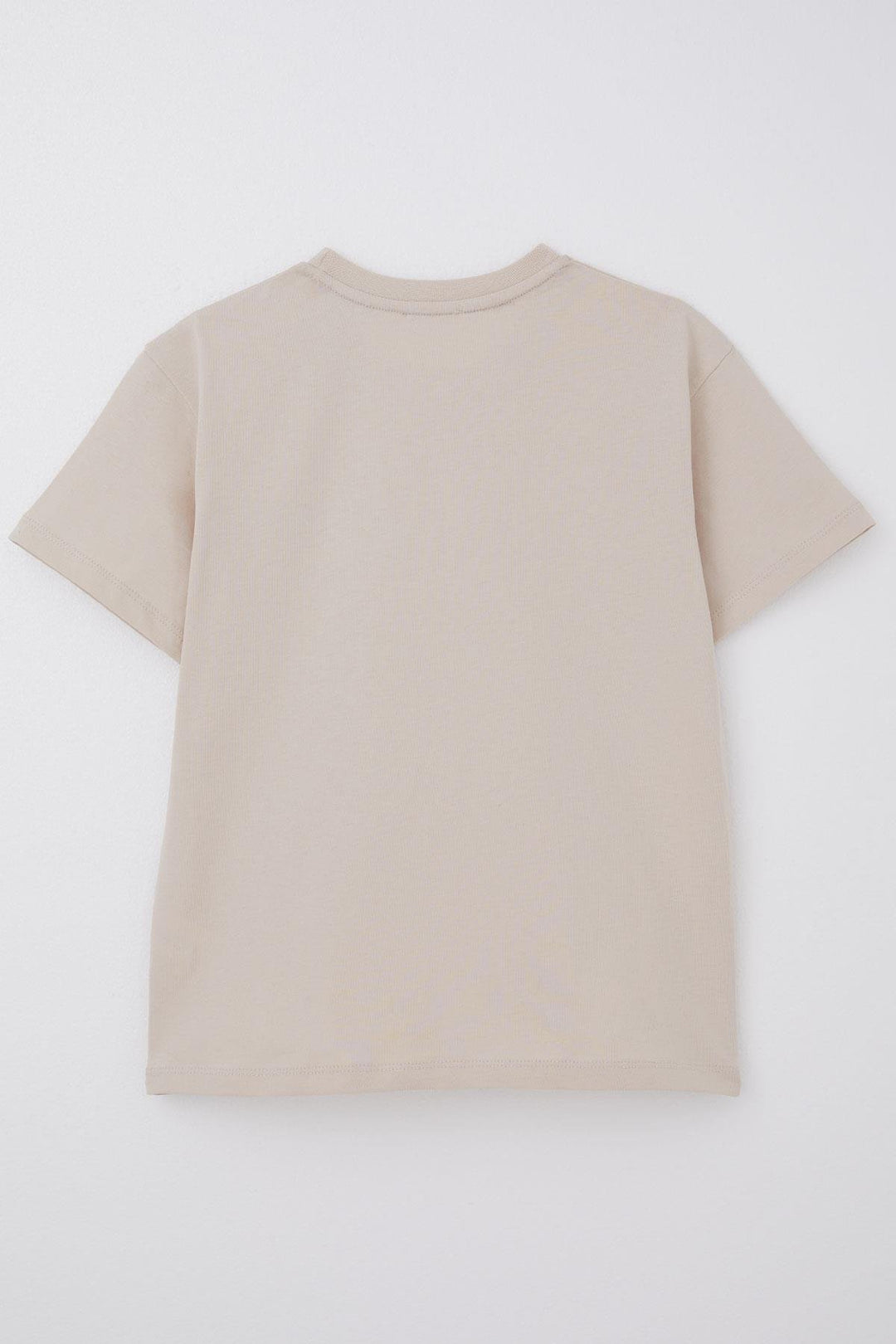 BRE Breeze Boys' T-shirt with Double Pocket Detail Embossed Text Print, 62 Years, Beige - Catford