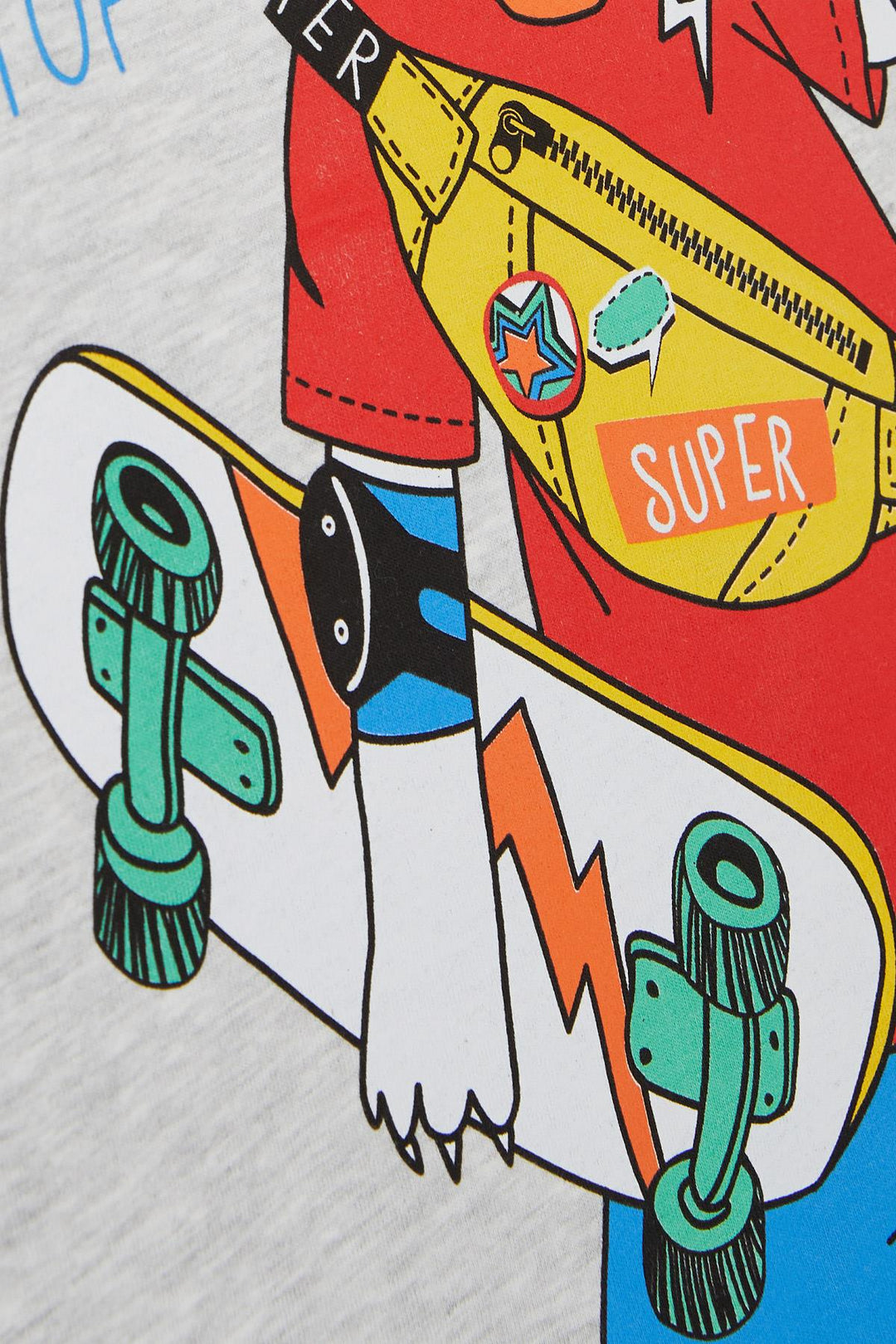BRE Breeze Boy's T-Shirt Crazy Skateboarding Puppy Printed 50 Years, Light Grey Melange - Villaflores