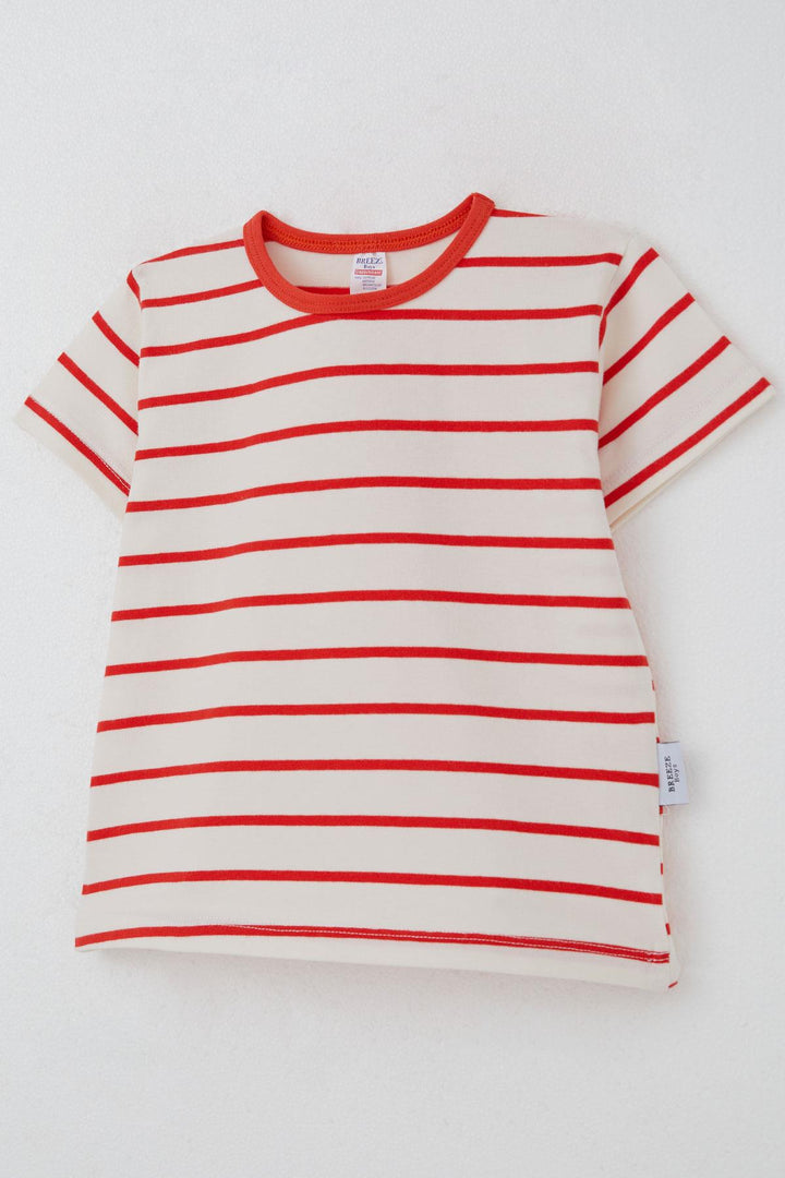 BRE Breeze Boys' Striped T-Shirt 3-7 Years, Ecru - Köniz