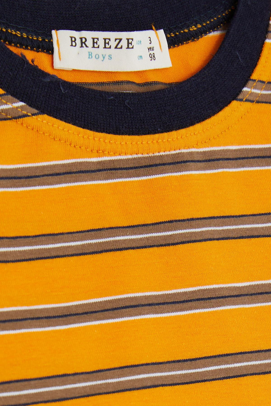 BRE Breeze Boys' Striped T-Shirt 3-7 Years, Mustard Yellow - Hunedoara