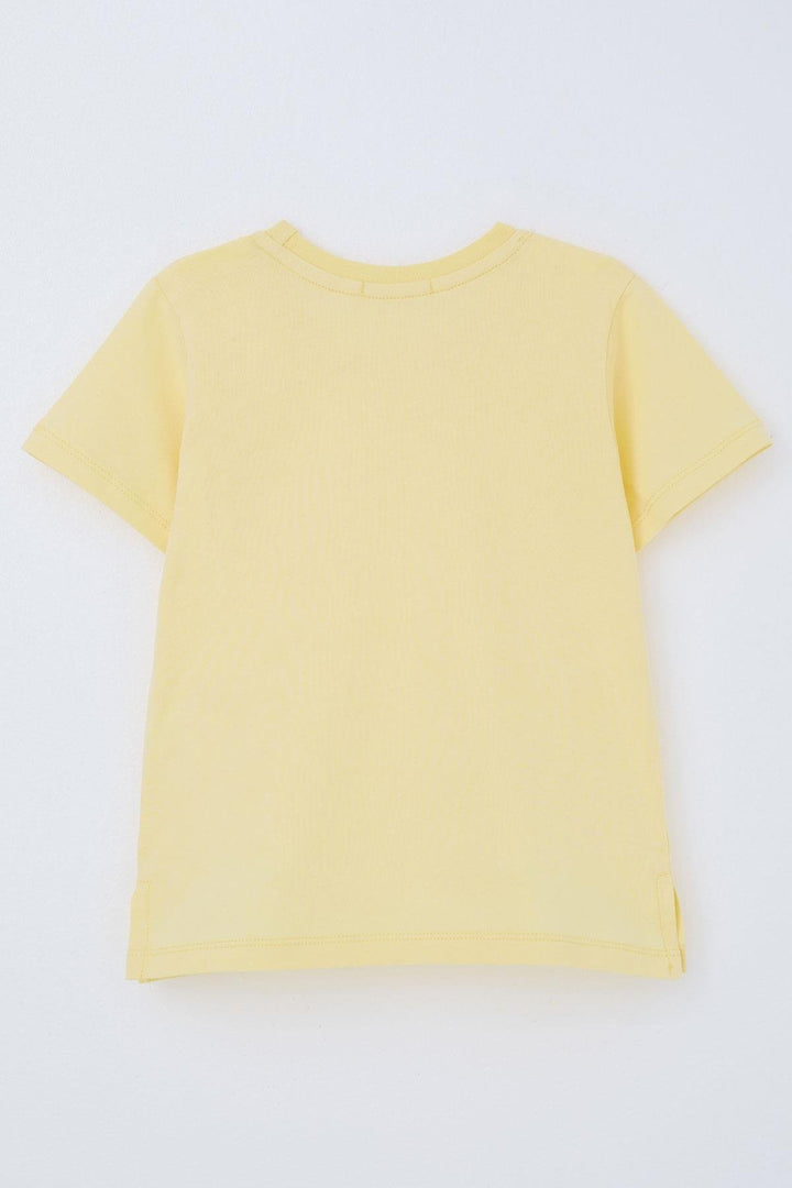 BRE Breeze Boys' T-shirt with Cool Writing, Emblem Pocket, 1.5-5 Years, Yellow - Batumi