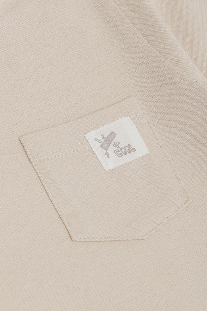 BRE Breeze Boys' T-shirt with Cool Writing, Emblem Pocket, 1.5-5 Years, Beige - Rome