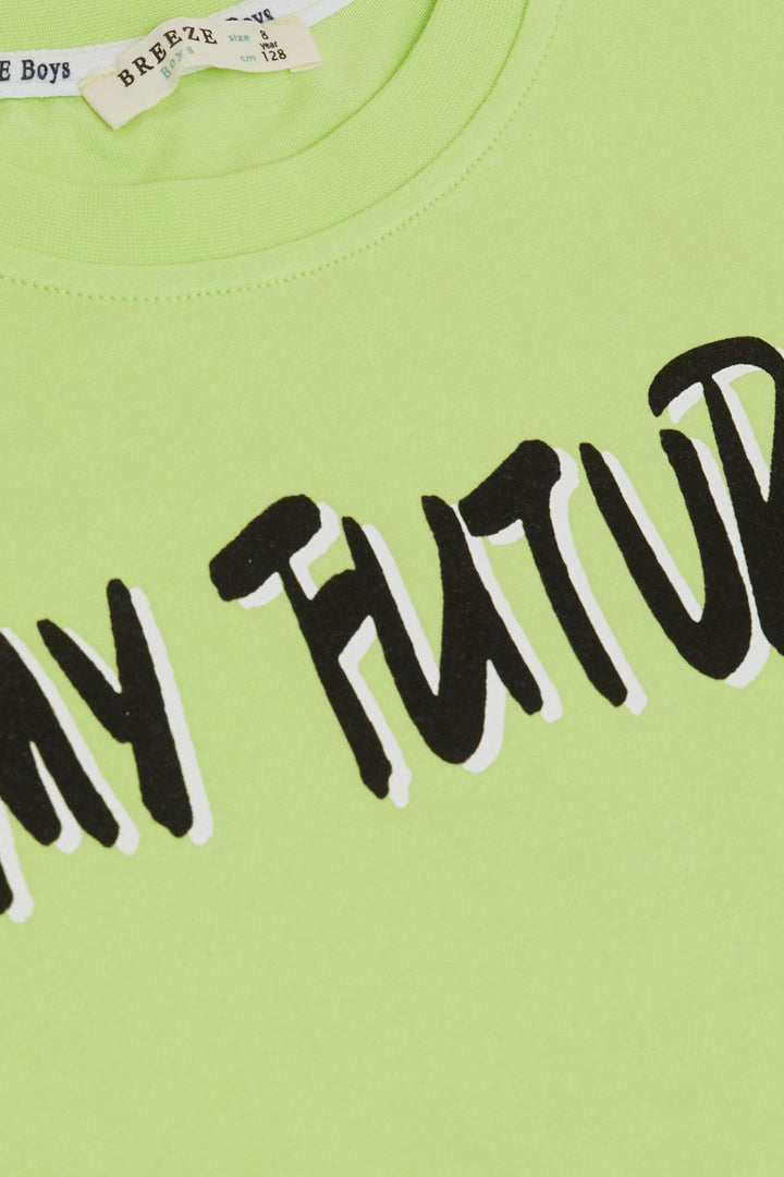 BRE Breeze Boys' T-shirt Future Themed Printed 84 Years, Pistachio Green - Grimsby