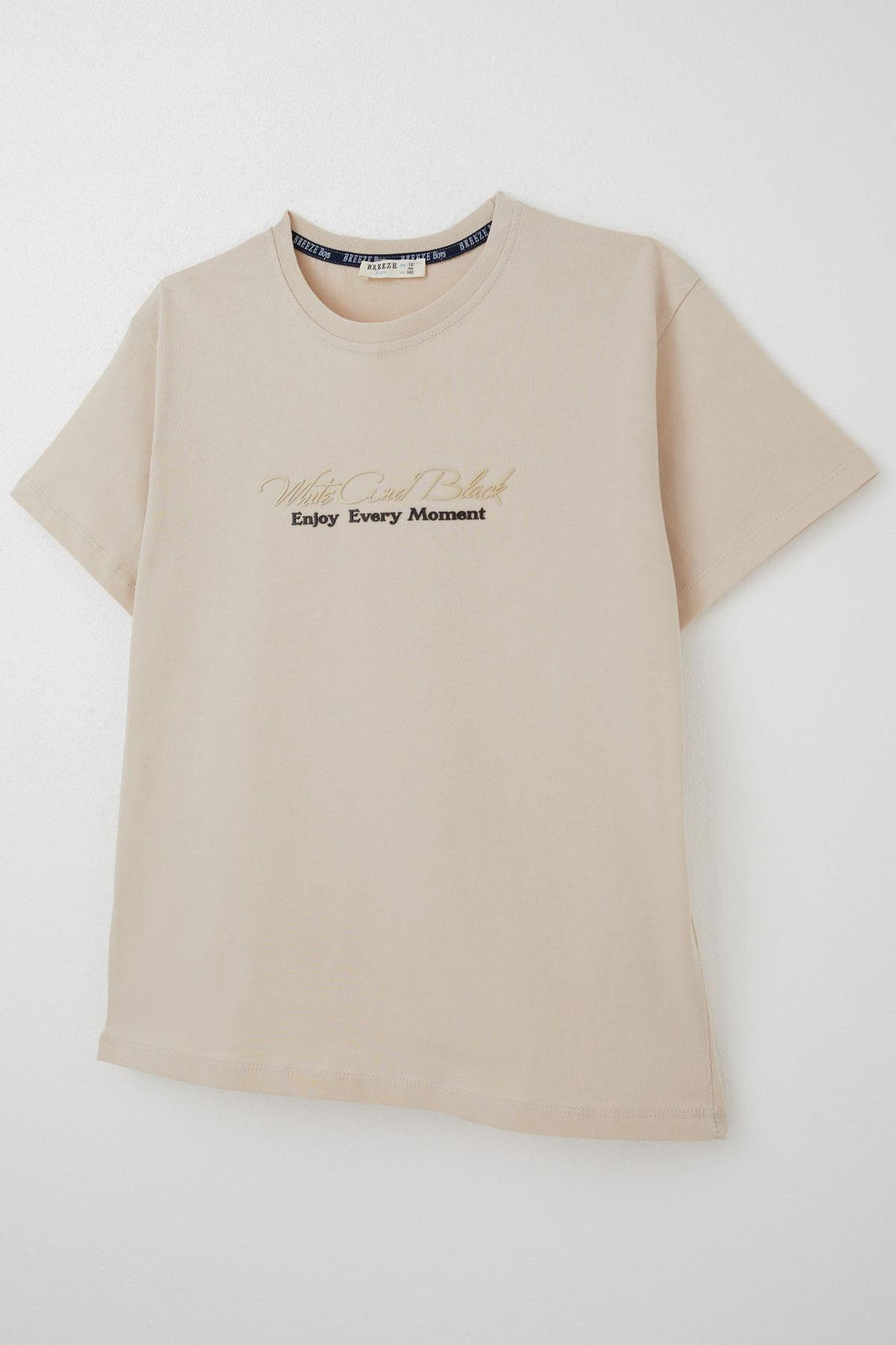 BRE Breeze Boys' T-shirt Embossed Printed Text 94 Years, Beige - Burleson