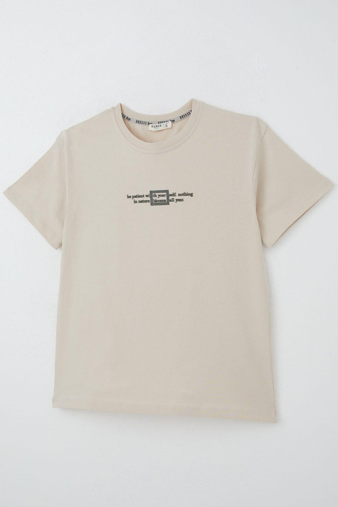 BRE Breeze Boys' T-shirt Embossed Printed Text 94 Years, Beige - Alhaurín de la Torre