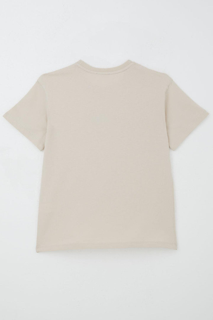 BRE Breeze Boys' T-shirt Embossed Printed Text 94 Years, Beige - Alhaurín de la Torre
