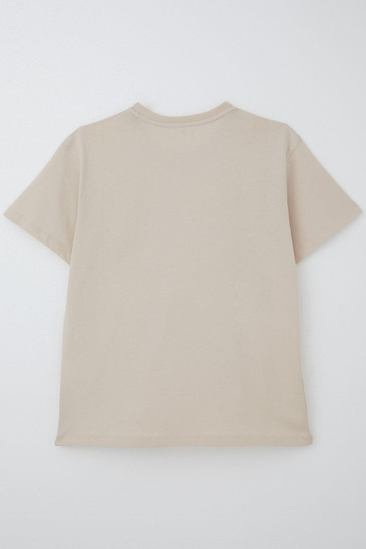 BRE Breeze Boys' T-shirt Embossed Printed Text 94 Years, Beige - Burleson