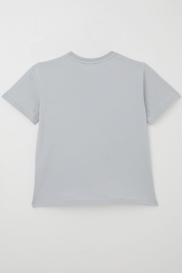 BRE Breeze Boys' T-shirt Embossed Printed Text 94 Years, Grey - Tecamachalco