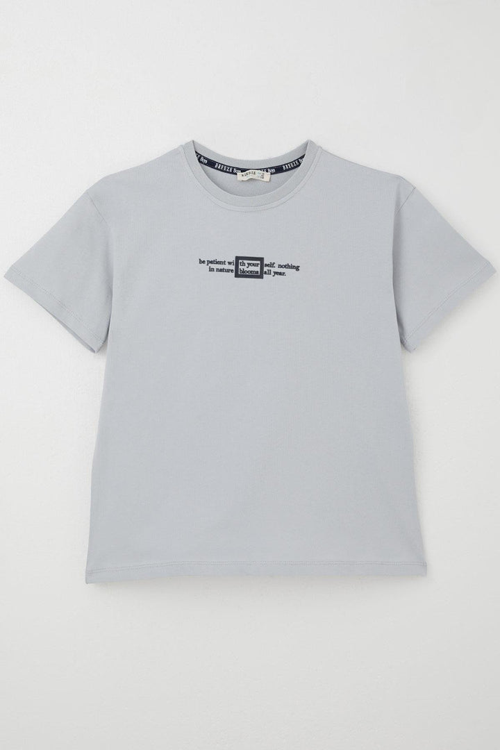 BRE Breeze Boys' T-shirt Embossed Printed Text 94 Years, Grey - Tecamachalco