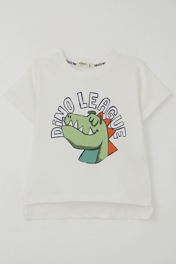 BRE Breeze Boys' T-shirt League Star Dinosaur Printed 2-6 Years, Ecru - Eden Prairie