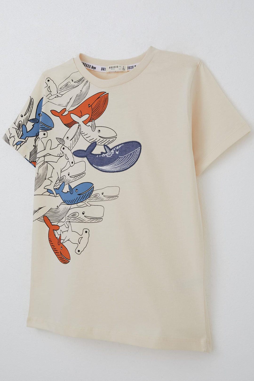 BRE Breeze Boys' T-shirt Blue Heroes of the World Whales 5-9 Years, Cream - Landgraaf