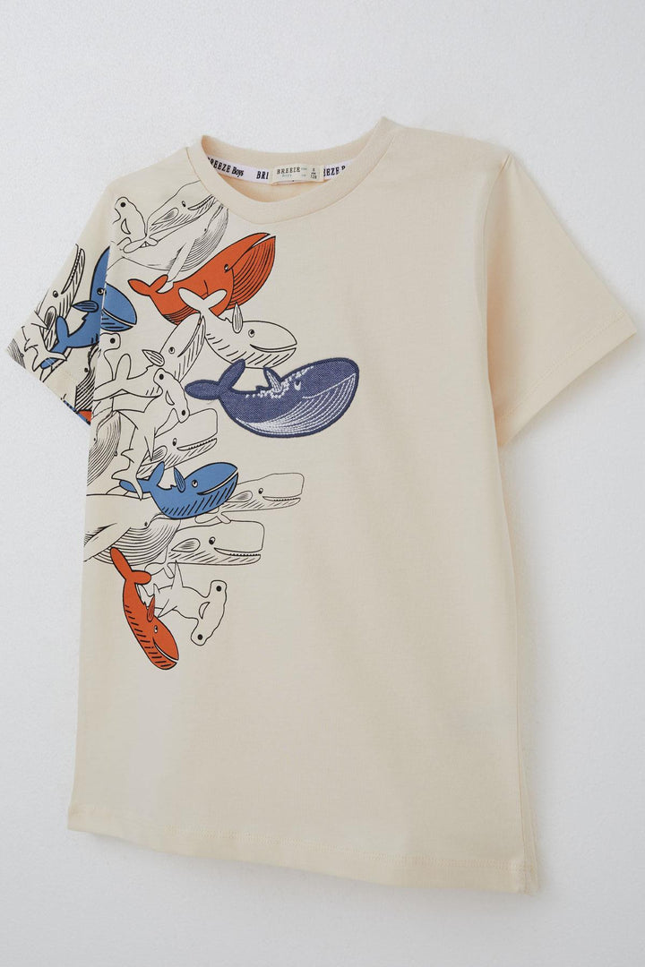 BRE Breeze Boys' T-shirt Blue Heroes of the World Whales 5-9 Years, Cream - Landgraaf