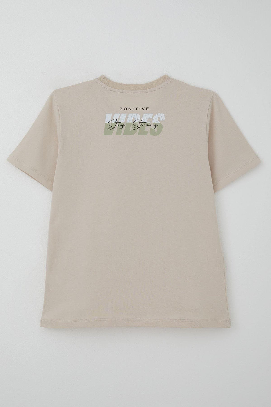 BRE Breeze Erkek Çocuk Tişört Motivasyon Temalı & Sırt Kısmı Yazı Baskı Detaylı 96 Yaş, Bej - Towson
