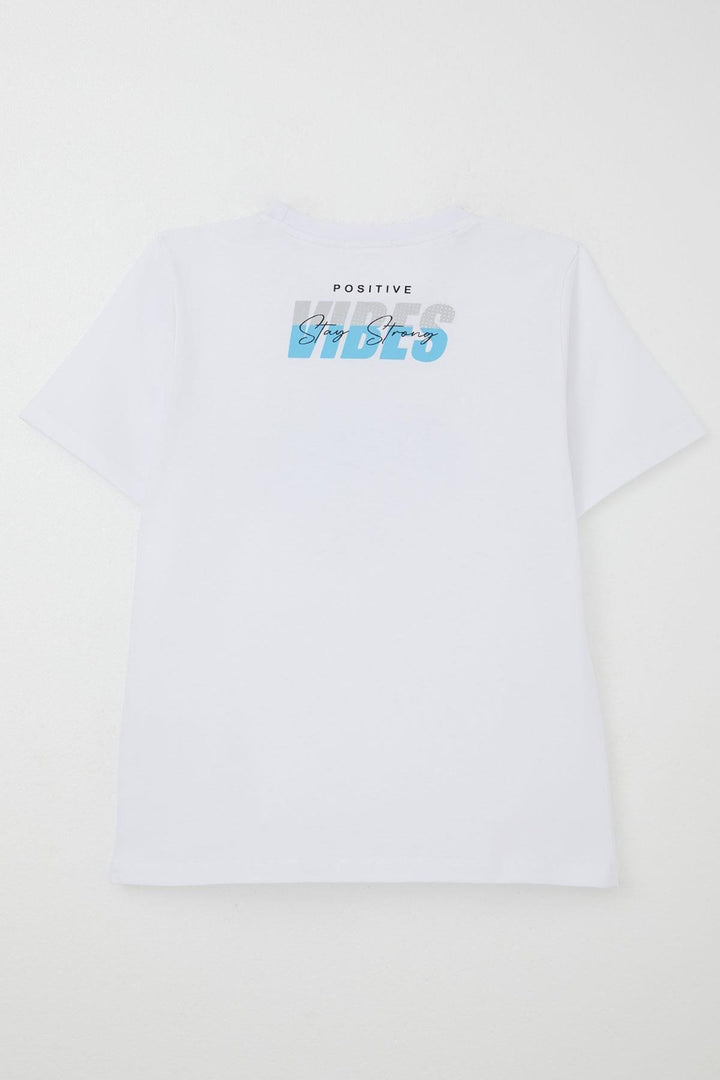 BRE Breeze Erkek Çocuk Tişört Motivasyon Temalı & Sırt Kısmı Yazı Baskı Detaylı 96 Yaş, Beyaz - Terre Haute