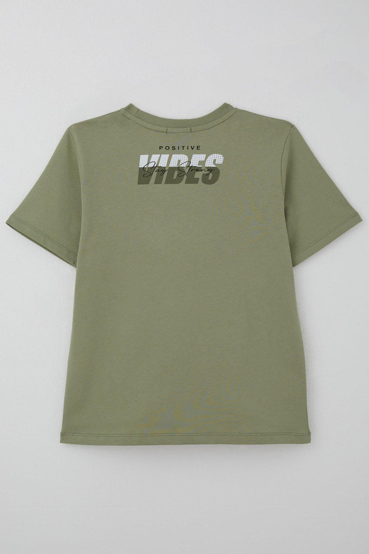 BRE Breeze Erkek Çocuk Tişört Motivasyon Temalı & Sırt Kısmı Yazı Baskı Detaylı 96 Yaş, Haki Yeşil - West New York