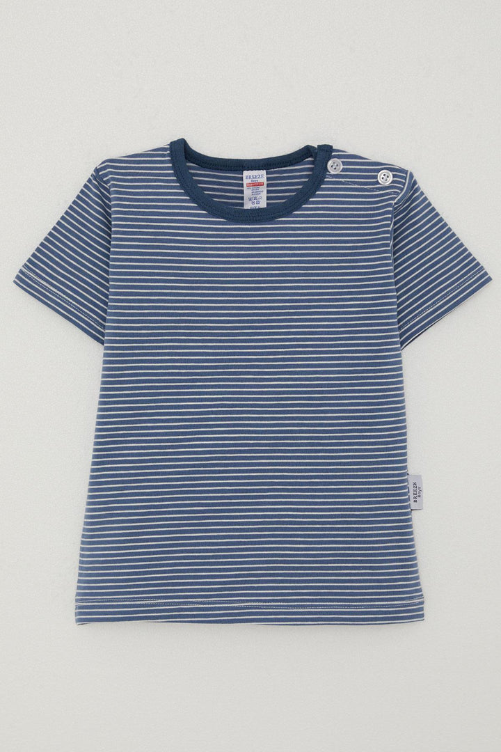 BRE Breeze Boys' T-shirt Striped 1-4 Years, Dark Blue - Chesapeake