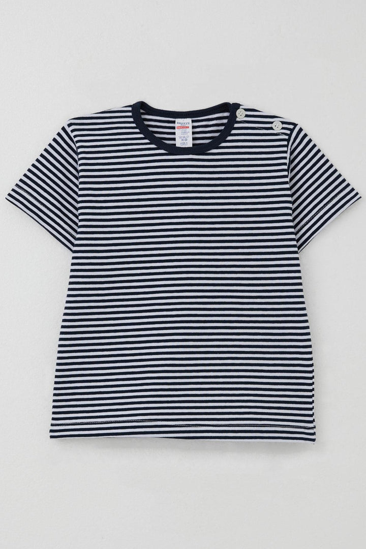 BRE Boy's T-shirt Striped 1-4 Years, Navy Blue - Marseille