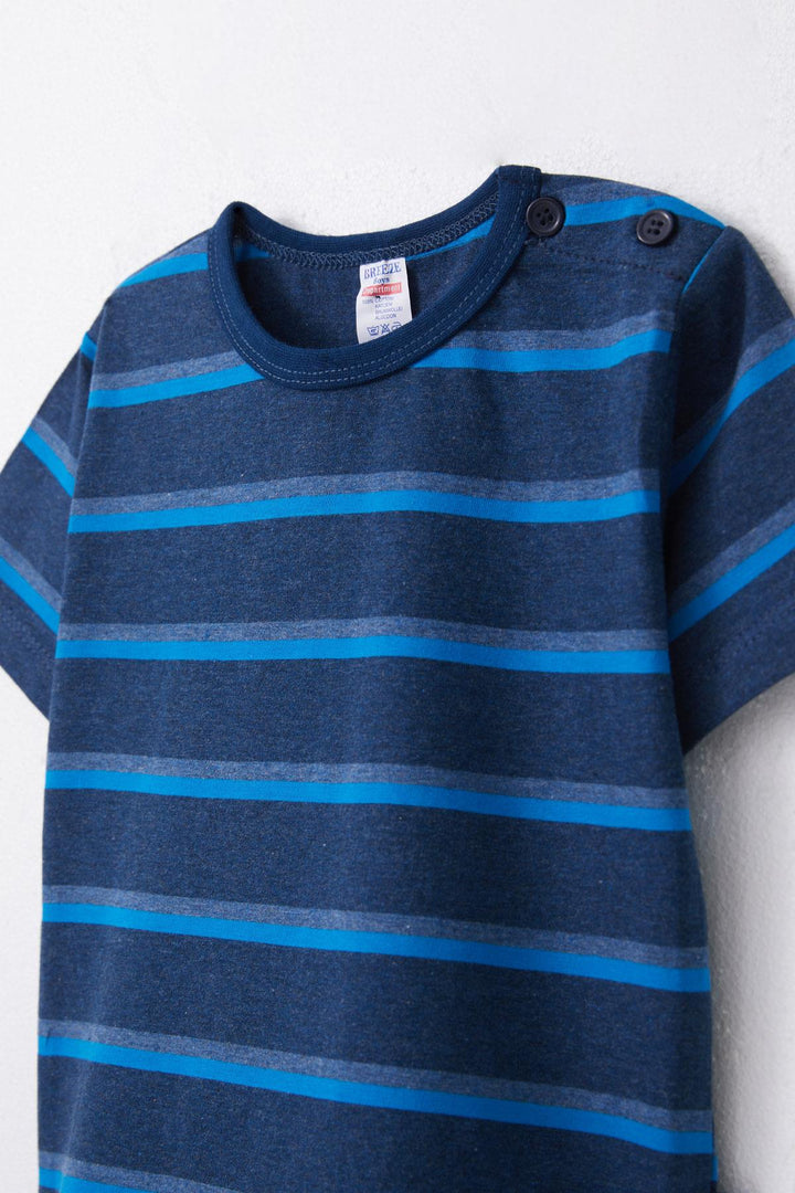 BRE Breeze Boys' T-Shirt Striped 1-4 Years, Navy Melange - Elche
