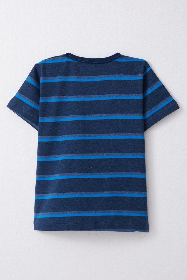 BRE Breeze Boys' T-Shirt Striped 1-4 Years, Navy Melange - Elche