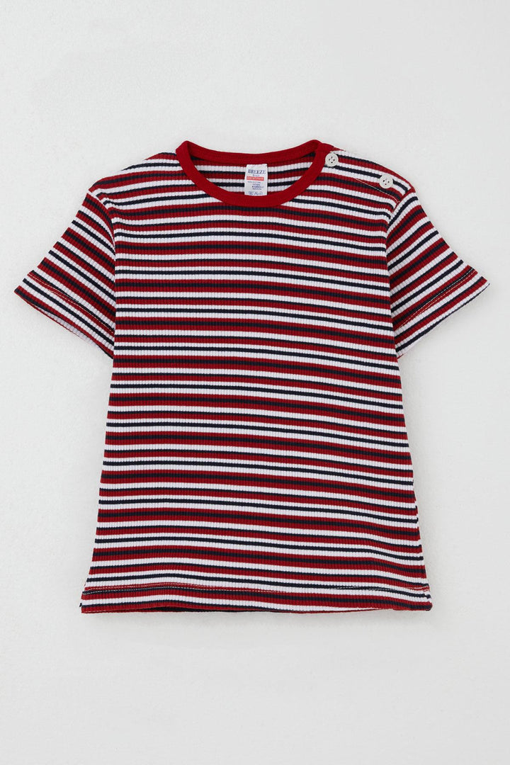 BRE Breeze Boys' T-shirt Striped 1-4 Years, Red - University