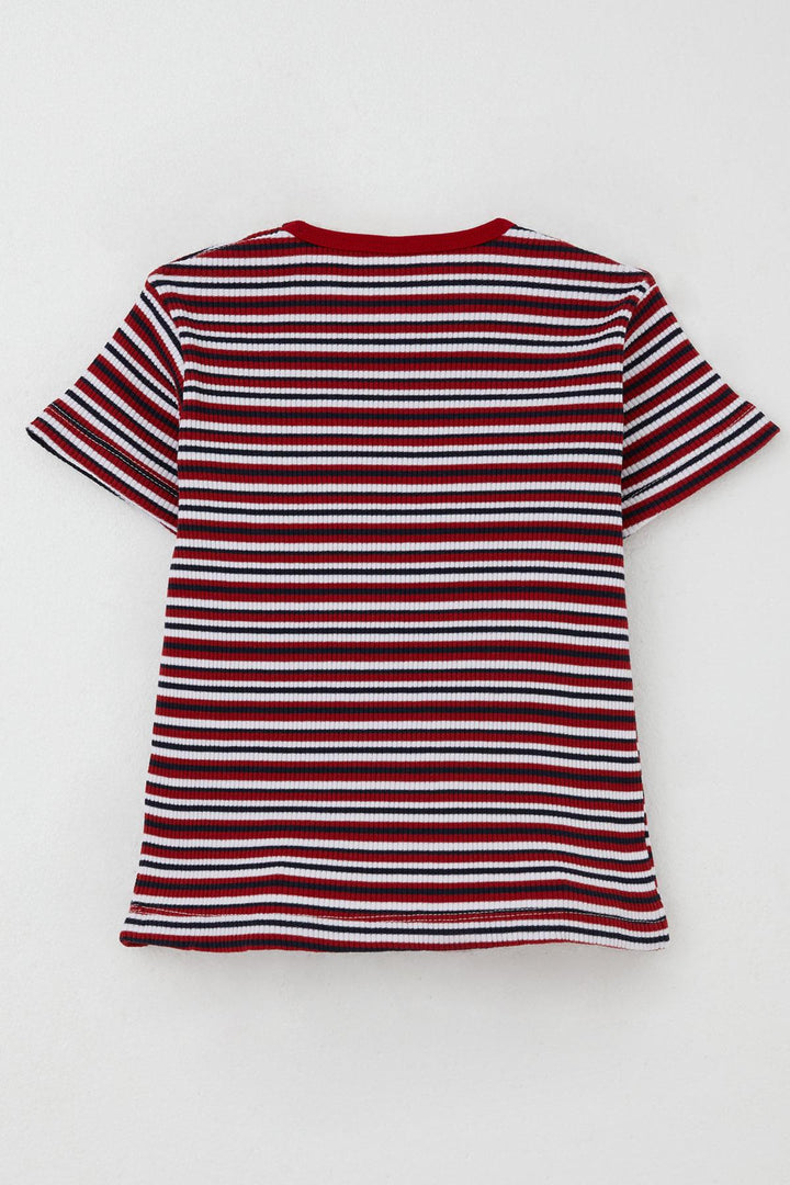 BRE Breeze Boys' T-shirt Striped 1-4 Years, Red - University