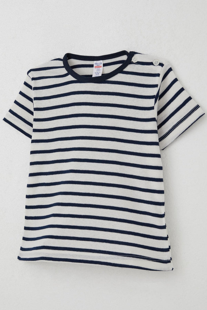 BRE Breeze Erkek Çocuk Tişört Patlı Çizgili 1-4 Yaş, Beyaz - San Nicolás de los Garza