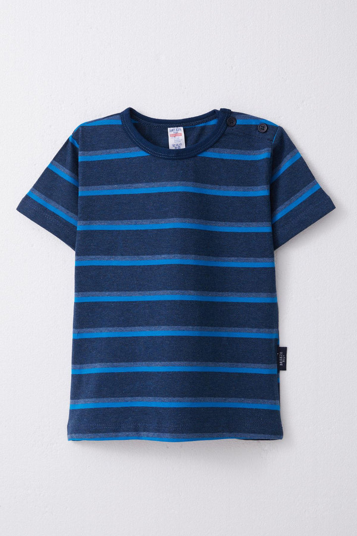 BRE Breeze Boys' T-Shirt Striped 1-4 Years, Navy Melange - Elche