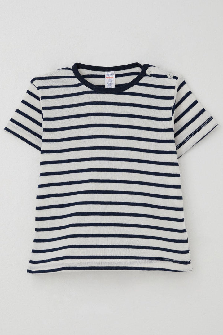 BRE Breeze Erkek Çocuk Tişört Patlı Çizgili 1-4 Yaş, Beyaz - San Nicolás de los Garza