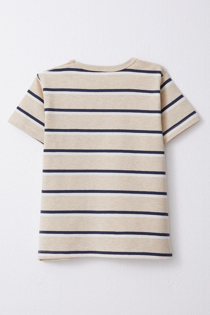 BRE Breeze Boy's T-shirt Striped 1-4 Years, Beige Melange - Hitchin