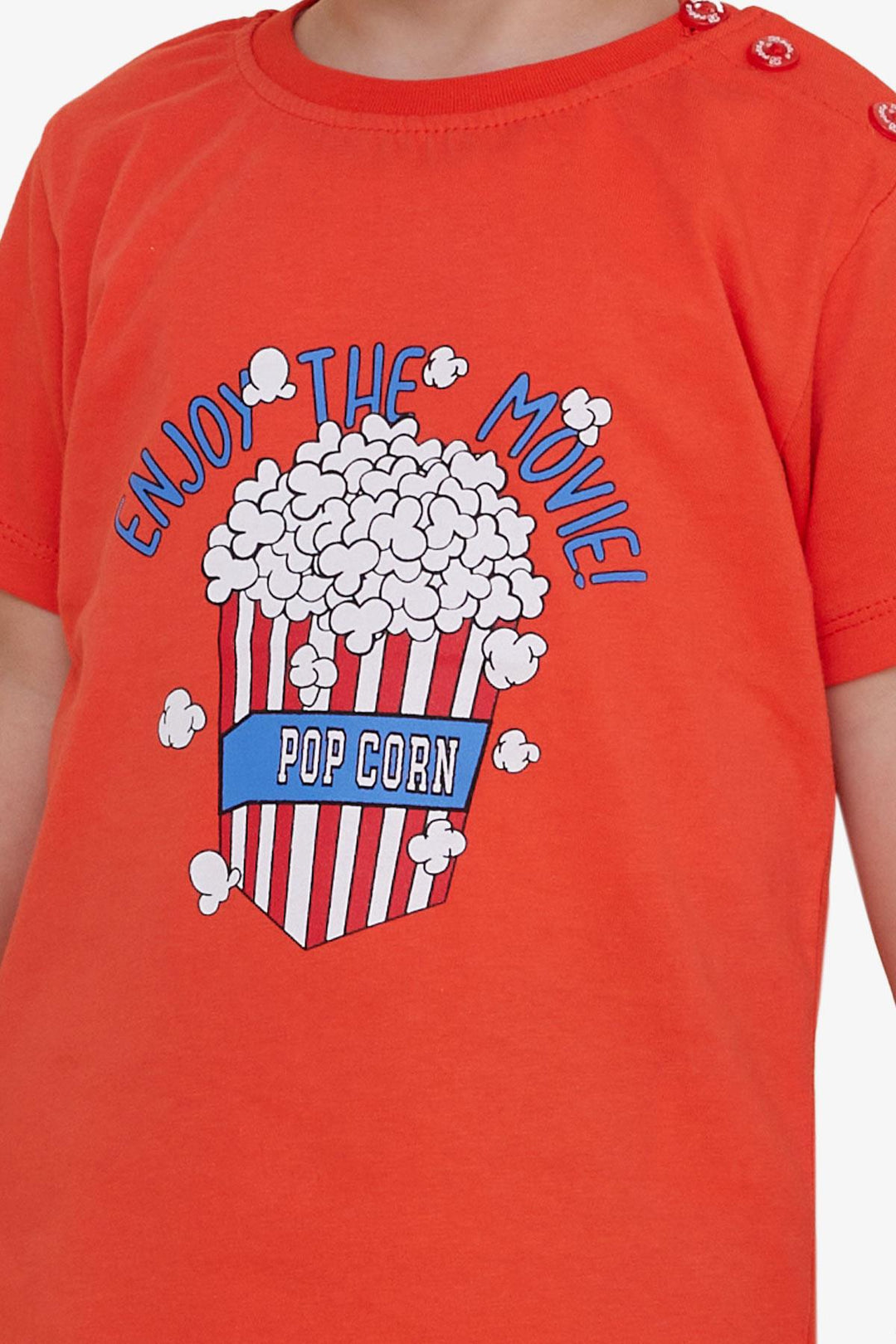 BRE Breeze Girls & Boys Boys T-Shirt with Pop Corn Print, 2-6 Years, Coral - Matosinhos