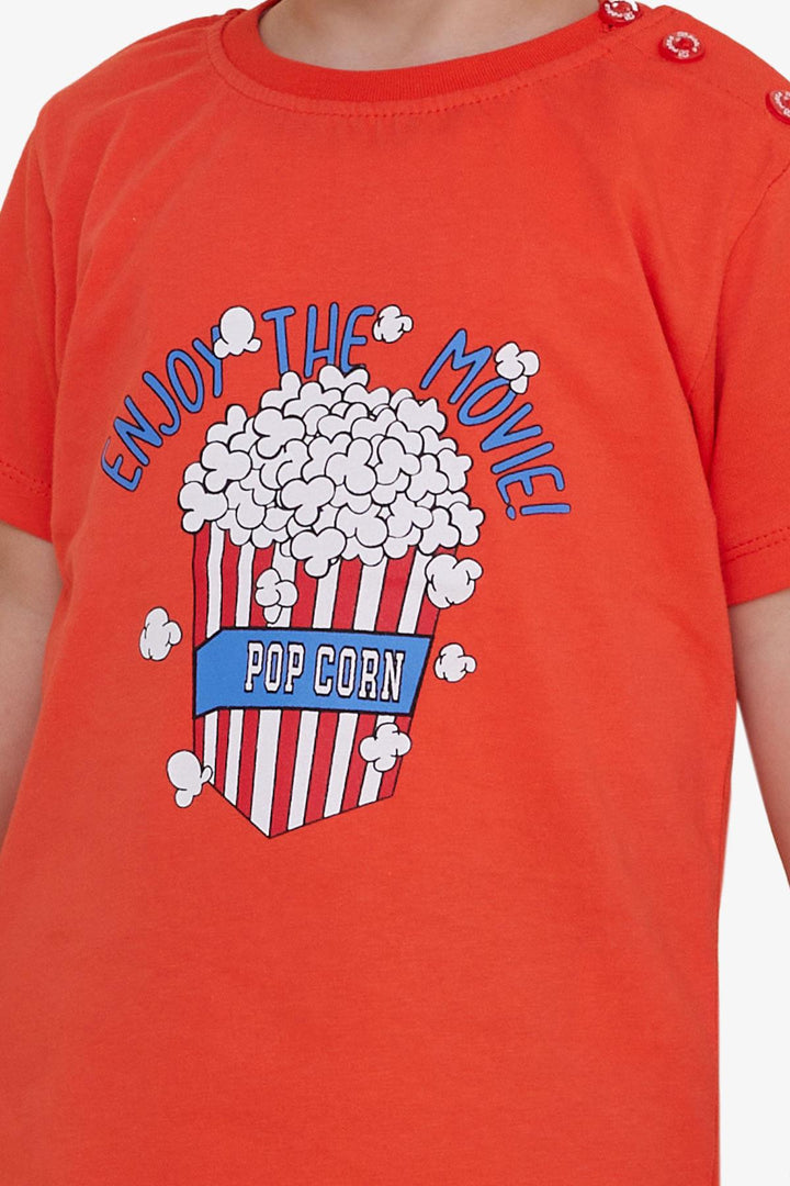 BRE Breeze Girls & Boys Boys T-Shirt with Pop Corn Print, 2-6 Years, Coral - Matosinhos