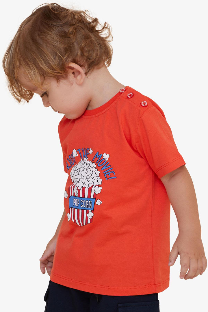 BRE Breeze Girls & Boys Boys T-Shirt with Pop Corn Print, 2-6 Years, Coral - Matosinhos